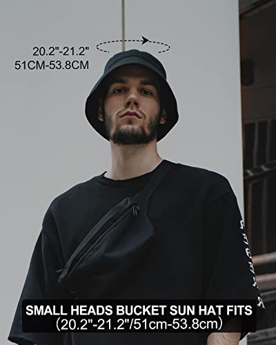 Image of XXL Oversize Bucket Hat Reversible, XL L M S Fisherman Sun Cap With Chin Strap, Travel Beach Outdoor Hat For Men Women