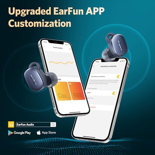 EarFun Free Pro 3 douszne słuchawki Bluetooth z redukcją szumów, Hi-Fi Audio, Snapdragon Sound, aptX Adaptive, 6 mikrofonów HD, multipoint, akumulator 33H, bezprzewodowe ładowanie, indywidualne EQ