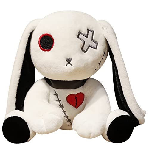 Elainren Crazy Rabbit Plush Black Bunny Toy Halloween Dreadful Bunny Stuffed Easter Rabbit Animal Pillow Soft Pink Rabbit Huggable Lovely Bunny Plushie Dolls Gifts,11.8''(Suitable For Age 14+) #TOP2