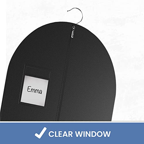 Black Garment Bag 54 Inch for Travel and Dress Storage, Suits and Tuxedos, Breathable, with Zipper