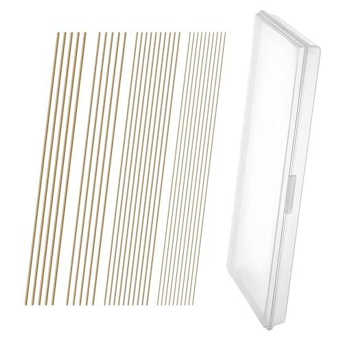 Wukesong 30PCS Varillas de latón, longitud 25cm, 4 diámetros 1mm 1.5mm 2mm 2.5mm Varilla redonda de latón para artesanías Modelo de bricolaje Jardín Repairsx