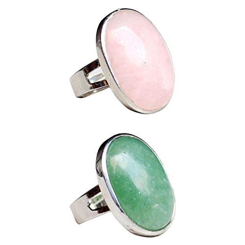 non-brand MagiDeal 2 Piezas Anillos de Dedo, Material de Cuarzo Rosa &...