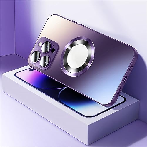 Verre trempé mat iPhone 12 coque violette pour recharge sans fil