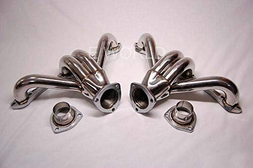 Chevy Small Block Hugger 2x4-1 Tight Fit Design Stainless Steel Exhaust Header Kit (Polished Chrome)