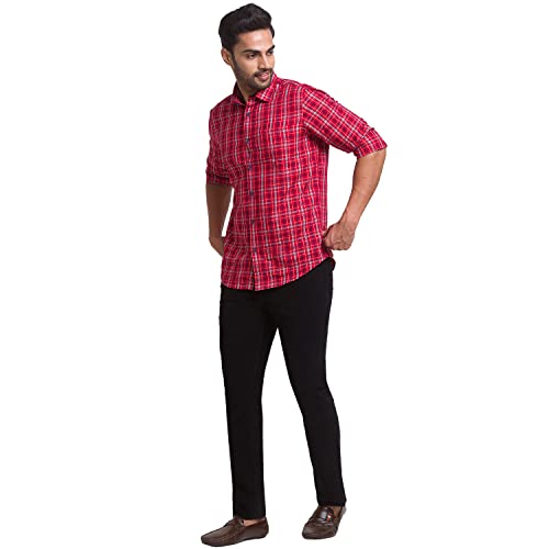Image of Colorplus Men's Cotton Blend Solid Pattern Contemporary Fit Flat Front Casual Trouser