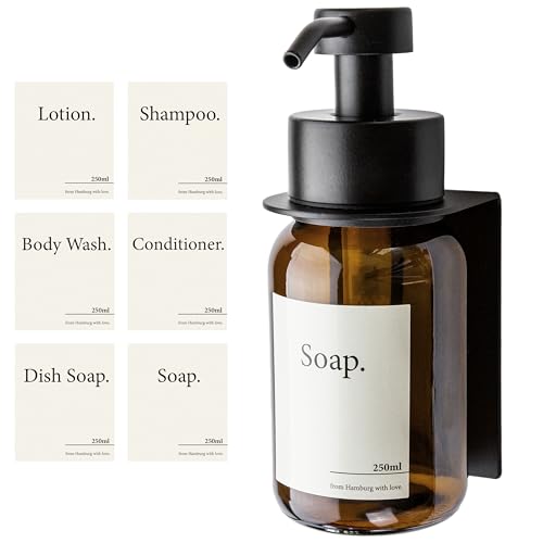 Designfabrik Hamburg | Glas Seifenspender mit Wandhalterung...