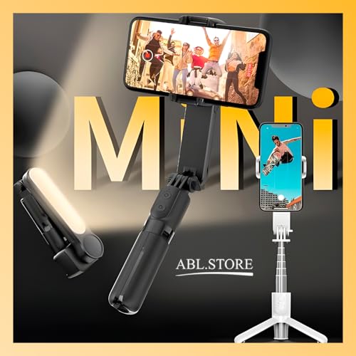 Estabilizador Gimbal Portátil de 3 Eixos para Celular com Tripé de Aderência e Bastão De Selfie 360º