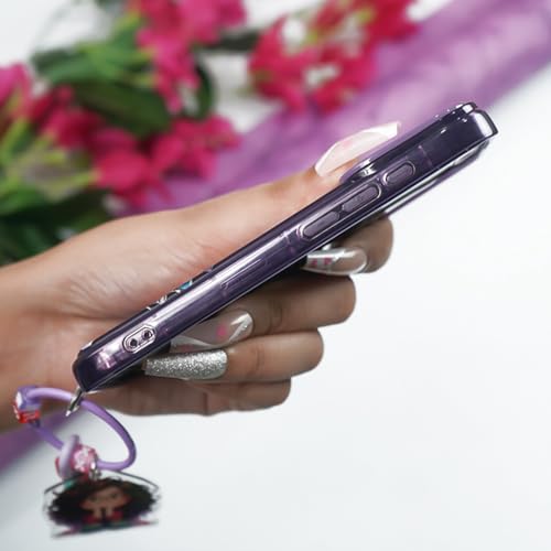 Image of Peeperly Back Cover Case for iPhone 15 Pro Soft Flexible TPU, Shockproof Protective Cartoon Geek Girl Mirror Case for Girls & Women with Charm(Purple)