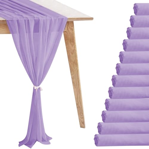 12 Pack Light Purple Table Runner 10ft Romantic Chiffon Table