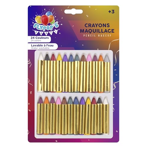 FLYPOP’S - Schminkstifte - Festliches Make-up - 259212-24 Farben - Empfindliche Haut - Laborgetestet - Party - Karneval - Geburtstag - Kind - Verkleidung - Ab 3 Jahren