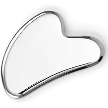 Sacheu Gua Sha Facial Tools Muscle Scraper &mdash; Face Gua Sha for Enhanced Lymphatic Drainage, Reduced Puffiness and Relieved Facial Tension, Metal Face Sculpting Tool with Travel Pouch