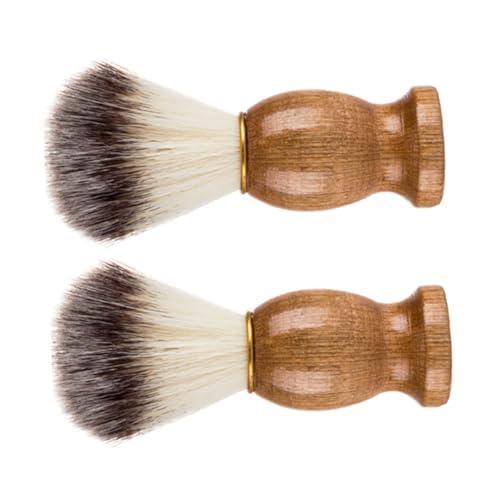 HAPINARY Beard Shave Brush Silver 2pcs Soft Bristled Barber Brush Shaving Wood Handle for Men Shave Accessory