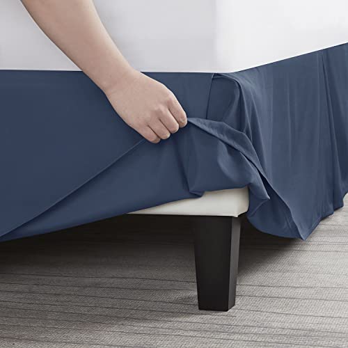 Image of Nestl Navy Blue Full Bed Skirt - Full Size Bed Skirt 14 Inch Drop - Brushed Microfiber Bed Skirts - Hotel Quality Pleated Bed Skirt - Shrinkage & Fade Resistant