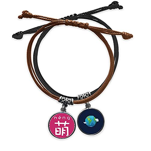 Pulsera personaje chino de cuerda y cuero trenzado a mano