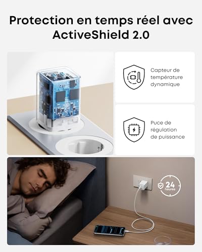 Anker 523 Chargeur USB C 47 W (Nano 3), Chargeur Samsung Charge Rapide GaN Compact 2 Ports pour iPhone 16/16 Plus/ 16 Pro Max/15/14/13, Galaxy, Pixel 4/3, iPad/iPad Mini (câble Non Inclus), Blanc