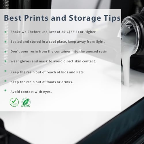 Image of Tough 3D Printer Resin, Wear Resistant & Impact-Tough Resin for BJD Models & Articulated Figures, High Precision Soomth Matte Finish 3D Printing Liquid for LCD DLP MSLA Printers (White, 1KG)