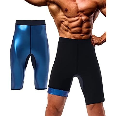 QZSH Men Sauna Pants Sweat Leggings Thermo Capris Slimming Tights Heat Trapping Suit,Humanized Mesh Crotch,High Waist(BH70011-01-XXL) Cover