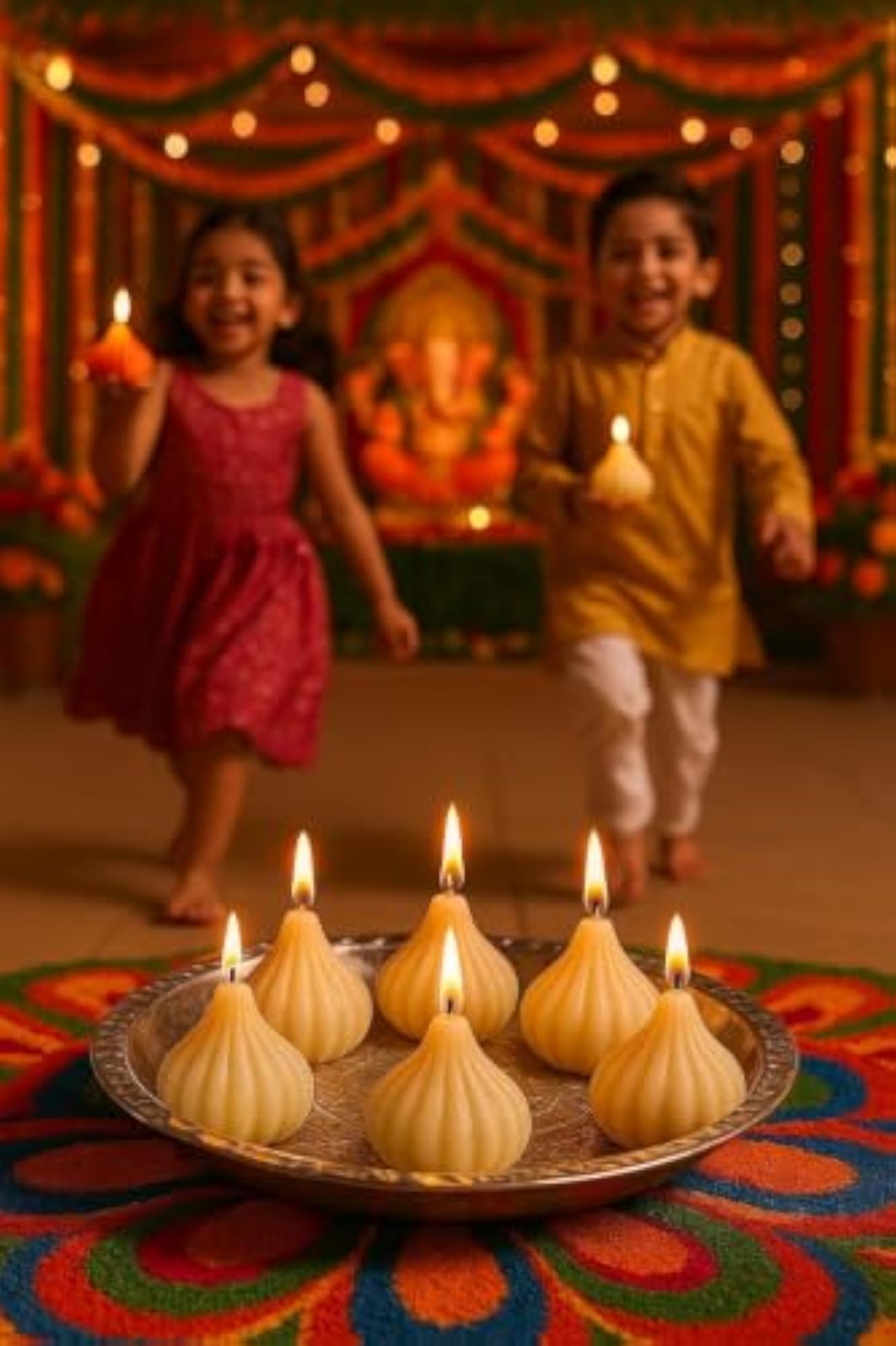 Vanilla Scented Modak Shape Candles, Set of 4