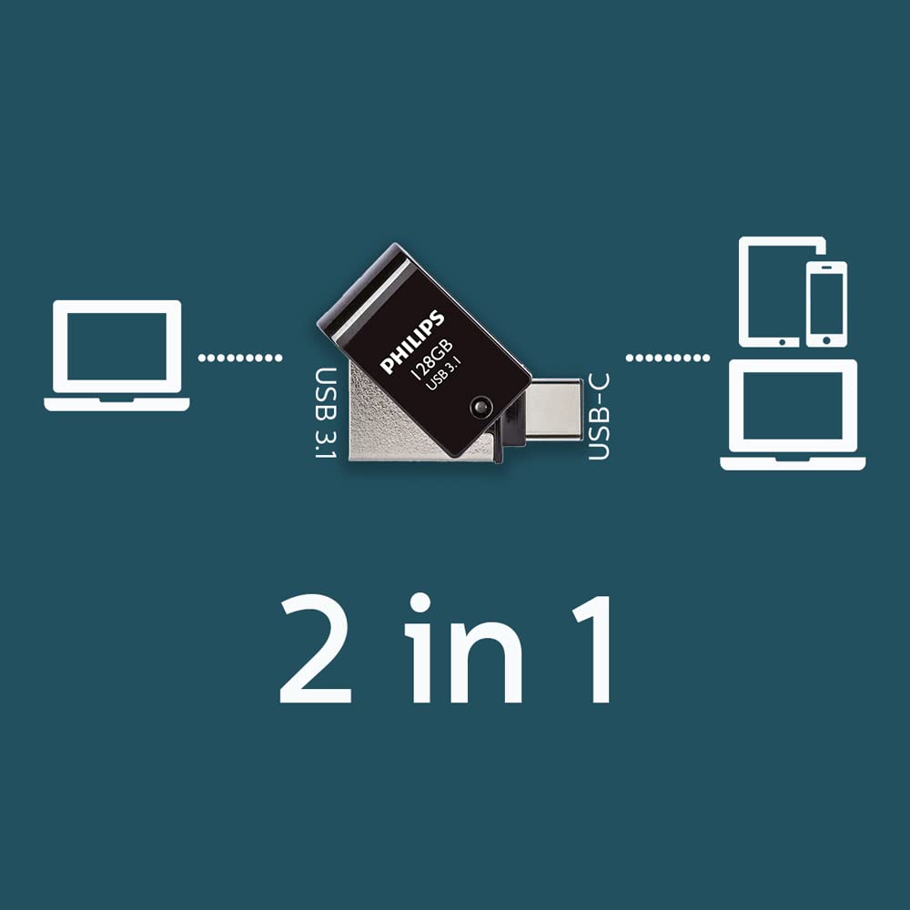 Philips Chiavetta USB 2 in 1, 128 GB, USB 3.1, USB-C