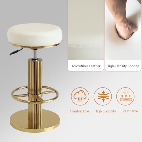 Image of FUNROLUX Bar Stools Counter Height Bar Stools Modern Adjustable Swivel Counter Height Chairs Backless Counter Stools with Metal Legs for Kitchen Island Dining Room (White)
