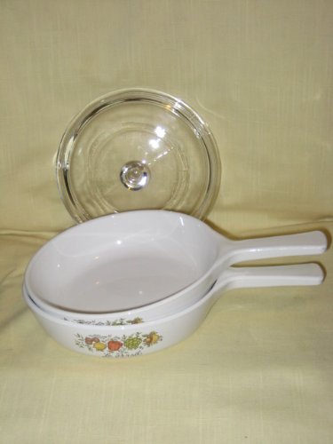 3 PIECE SET - Vintage Corning Ware Spice of Life - Spice O Life 2 Skillets 6 1-2 Inches & 1 Lid - P-83-B