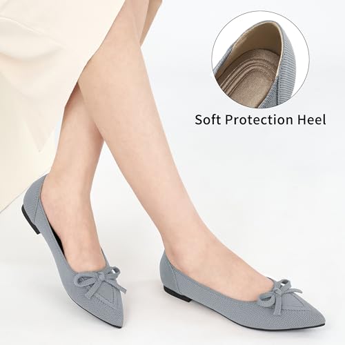 Image of Ablanczoom Ballet Flats Shoes for Women: Dressy Pointed Toe Bow Knit Flats Comfortable Slip On Work Business Casual Shoes