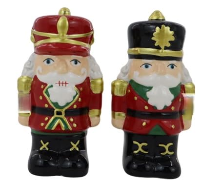 New Salt and Pepper Nutcrackers, Makes A Great Gift for Your Friends and Family, Ideal for Holiday Meals, Celebrations and Gatherings, Make A Whimsical Addition to Your Kitchenware - Red and Green