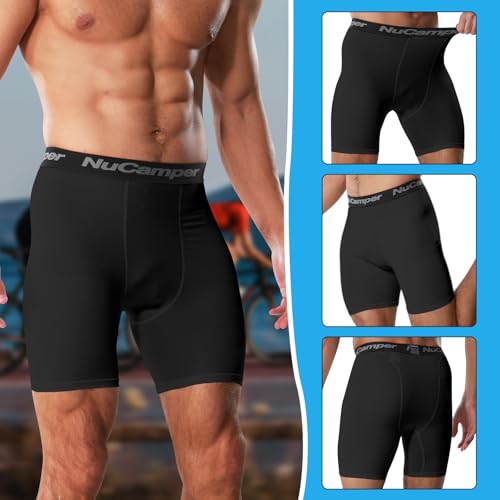 Pantalones cortos de compresión para hombre NuCamper de elastano transpirable 4