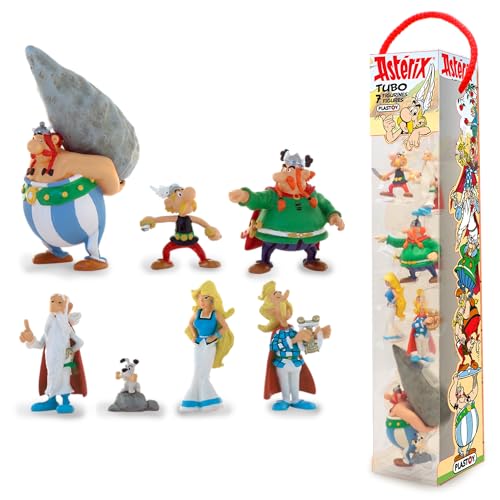Plastoy Astérix Coffret tubo de 7 Figurines du Village Gaulois - Résine - 4 à 10 cm