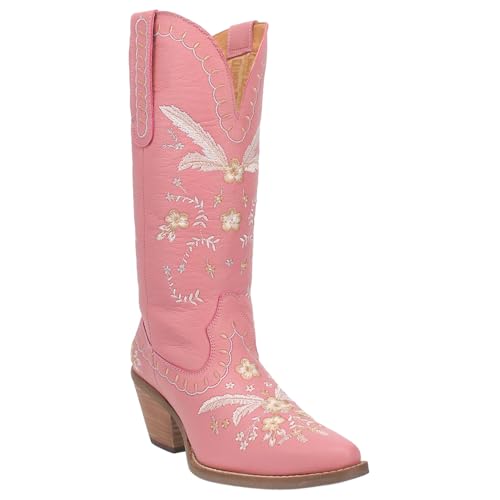 Image of Dingo Womens Full Bloom Floral Round Toe Casual Boots Knee High Mid Heel 2-3 inch