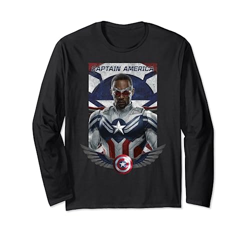 T-shirt Marvel Falcon Winter Soldier manches longues imprimé graphique Captain America pour homme