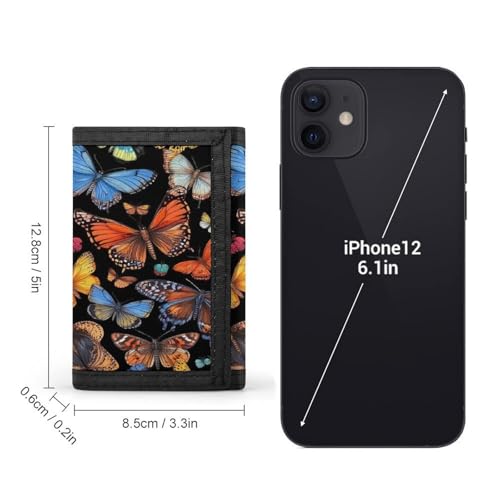 Travel Compact Moth Bee Butterfly Pattern Wallet, Fold Trifold Wallet with Front Pocket And Key Chain, Slim Secure Wallets for Card Cash Holder2