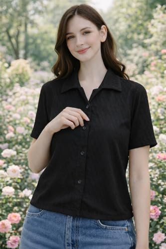 Image of Zilcon Bricks Womens Fashion Crop top for Woman Casual Short Sleeve Shirts for Woman | Women Fashion | Formal Shirts for Women