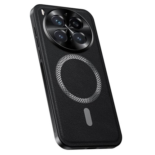 Image of for vivo X300 Pro 5G Magnetic Case PU TPU PC Phone Back Cover with Metal Lens Frame - Black