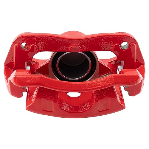 Image of TRQ Front Brake Caliper Set Painted Red Brackets Compatible with 2002-2004 Honda CR-V 2003-2011 Honda Element