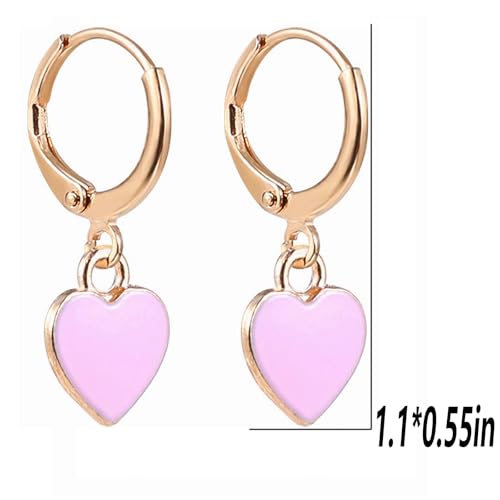 Image of Smiley Face Earrings Huggie Hoop Y2K Preppy Happy Lightning Bolt Heart Star Small Dangle Colorful Gold White Red Pink Yellow Blue Jewelry