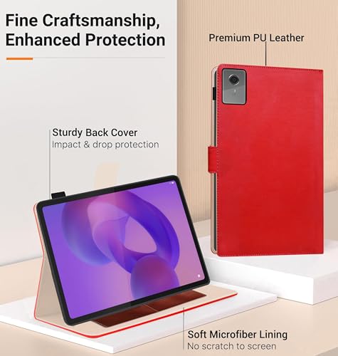 Image of TGK Flip Cover for Lenovo Idea Tab Plus 12.1 inch Tablet Case TB361FU TB361ZU with Stylus Holder (Red)