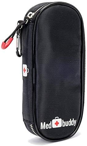 MedBuddy Medicine Case - Fits 2 EPIPEN, Allergy & Asthma meds, Auvi-Q, Inhalers, Peak Flow, Generic Benadryl, Nasal Spray, Eye Drops, Insulin, Vials & Syringes: (Black)