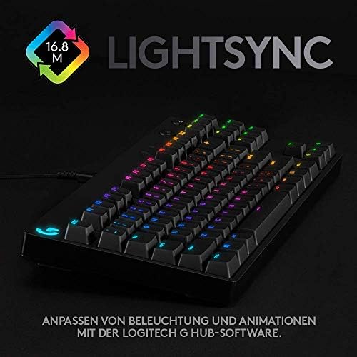 Bild 4 - Logitech G PRO Mechanische Gaming-Tastatur – Portable Tenkeyless Design, abnehmbares Micro-USB-Kabel, GX Blue Clicky Switches, LIGHTSYNC RGB Backlit Keys, QWERTZ Deutsch, PC,Mac - Schwarz