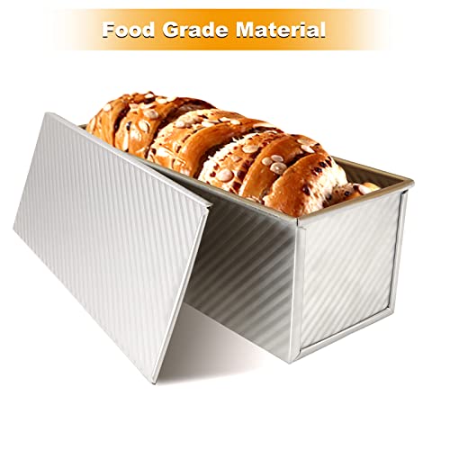 JMIATRY Large Pullman Loaf Tin with Lid, 1000g / 2.2lb Dough Non Stick Loaf Tins for Baking, 34x13.5x12cm Bread Tin, Aluminum Alloy Loaf Pan for Oven Baking - Image 5