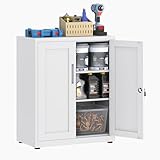 [Ajustable à volonté] : L'armoire métallique verrouillable est équipée de 2 étagères réglables pour répondre à vos différents besoins. De plus, elle est livrée avec des pieds réglables pour la maintenir stable même sur des sols inégaux