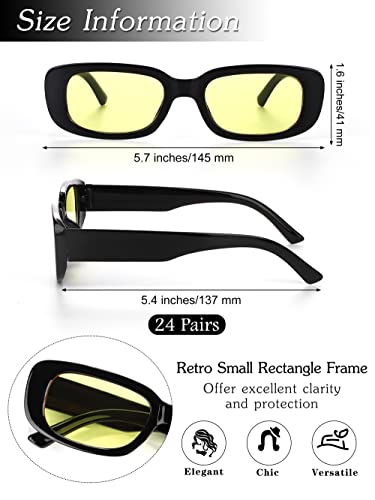 Aodaer 24 Pairs Women Small Rectangle Sunglasses Vintage Square Eyewear Retro Wide Square Frame Sunglasses for Outdoor2