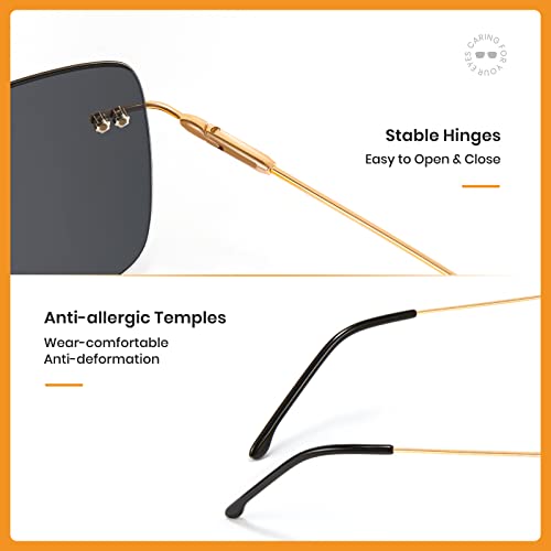 Cyxus Polarized Rimless Sunglasses for Men Square UV Protection Rectangle Ultralight Metal Shades4