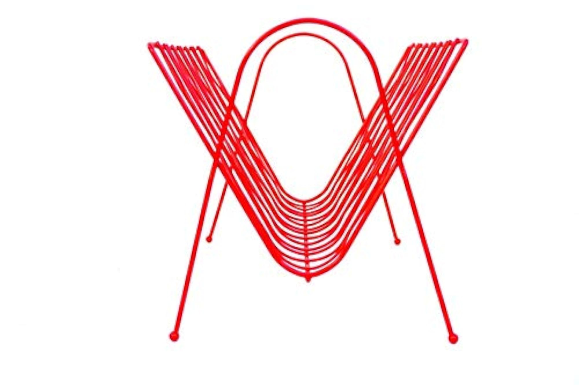 Retro Atomic Red Metal Magazine Rack for Home Decor
