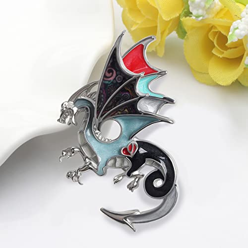 Image of WEVENI Alloy Fantasy Dinosaur Dragon Brooch Enamel Pins for Women Lady Girl Fashion Jewelry Gift