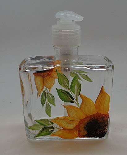 Image of Hand painted Soap /Lotion Dispenser with Sunflowers Hand Painted dispenser with pump free shipping