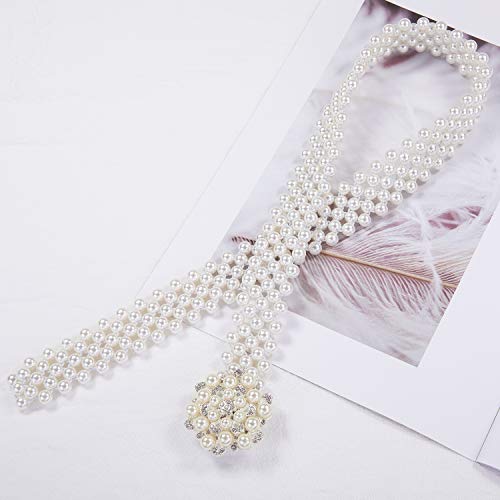 Dubulle Women’s Pearl Belts Elastic Bridal Sash Crystal lvory Bead Wedding Belt Sexy Bridesmaid Dress Girl Waist Chain3