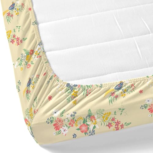 Image of Home Ecstasy 100% Cotton King Fitted Bedsheet with 2 Pillow Covers - (Size 72 x 78 inches, 140 TC, Colour - Beige: Silken Beige)