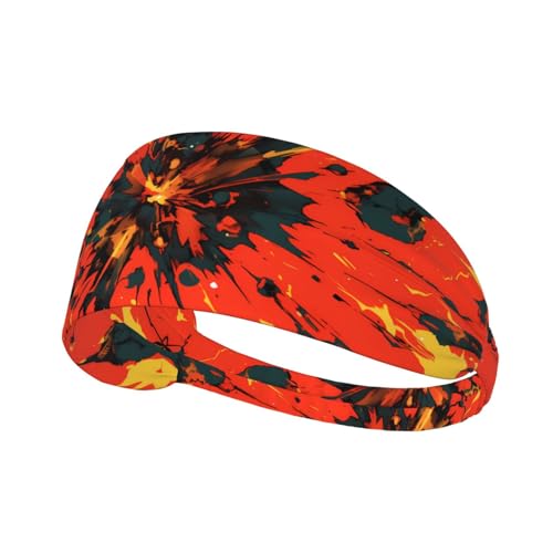 Diadema deportiva elástica unisex que absorbe la humedad atlética para correr, entrenar, deportes al aire libre, explosión de explosión, impresión roja y negra