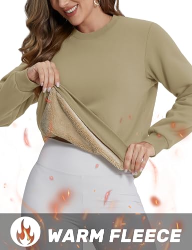 Image of TACVASEN Women's Crewneck Sweatshirt Fleece Lined Sherpa Pullover Winter Shirt Warm Sweaters Long Sleeve Tops